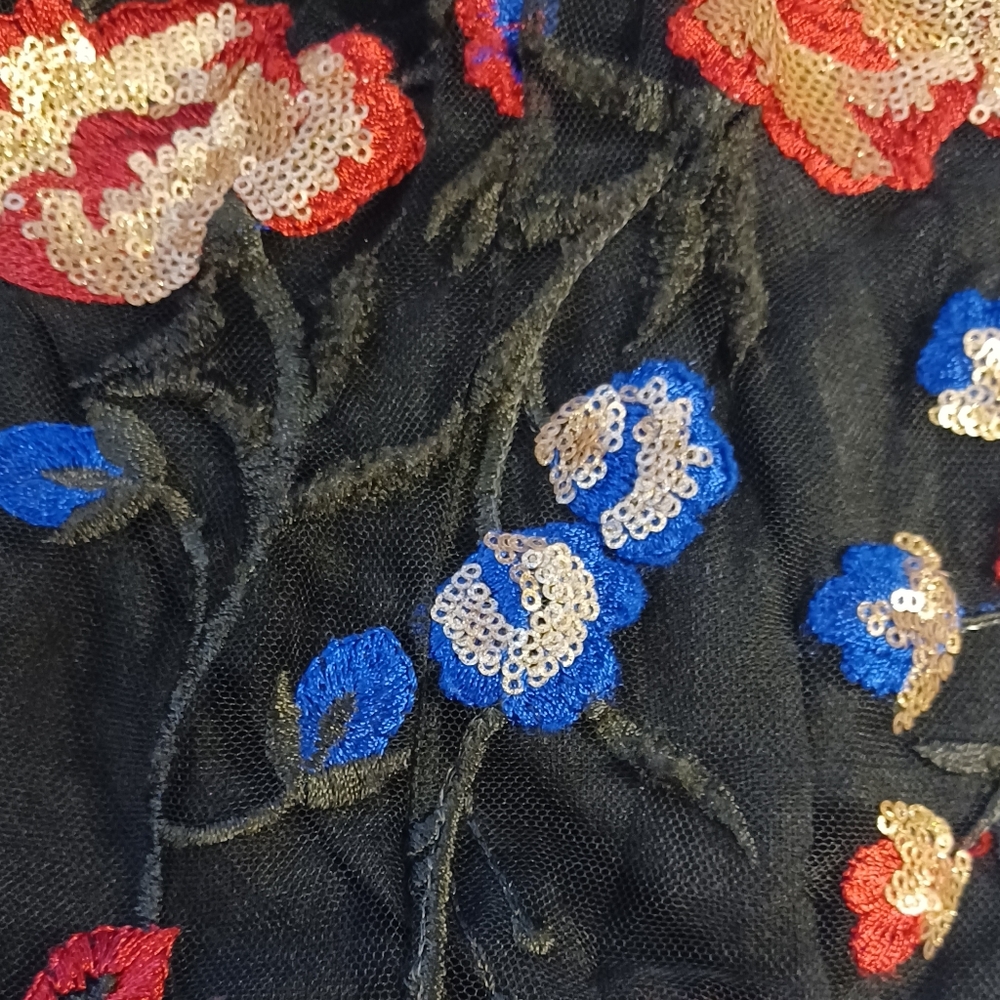 TOUCH Women's Floral Embroidered Sequins Mesh Midi Dress. Size 40 (10/12) - Picture 12 of 13